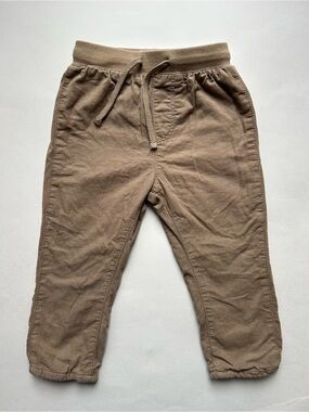 H&M Lined Corduroy Kids Elastic Waist Pants - Neutral Colour